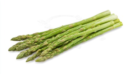 Poster - Fresh and vibrant green asparagus spears isolated on a white background showcasing their natural texture and color.