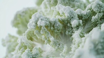 Poster - Fresh Broccoli Cabbage Detailed Close-Up Against White Background for Culinary and Health-Related Uses