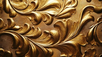 Poster - Elegant gold floral vintage texture background with intricate designs and rich brown tones for stylish and luxurious design projects.