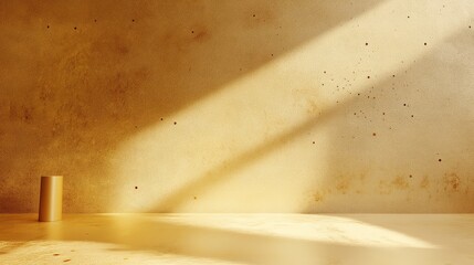 Poster - Elegant gold paper texture background with soft light and shadows in a minimalist setting for artistic design and presentation purposes.