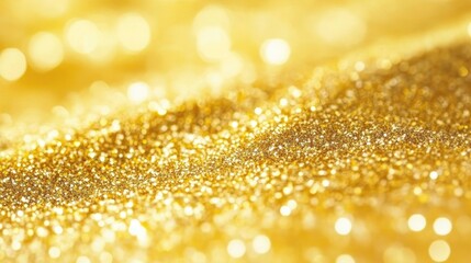 Poster - gold glittering abstract bokeh background with sparkling light reflections creating a warm and invit