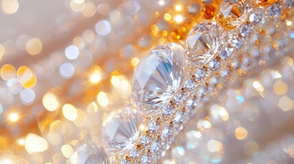 Poster - gold and diamond abstract background featuring blurred bokeh lights and defocused white highlights f