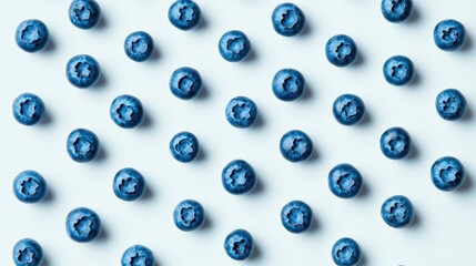 Poster - Vibrant fresh blueberries arranged on a light background creating a visually appealing and healthy food concept for marketing and design purposes