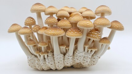 Poster - Fresh beech mushrooms showcasing vibrant caps and delicate textures cultivated in natural conditions