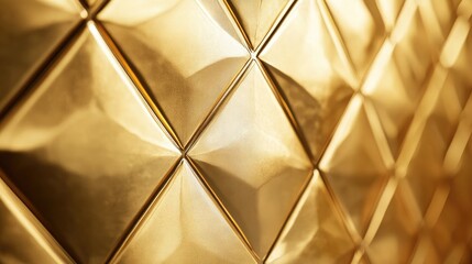 Poster - Golden diagonal pattern texture with reflective surfaces creating an elegant abstract background for luxurious design applications.
