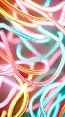 Wall Mural - Abstract Neon Light Curves