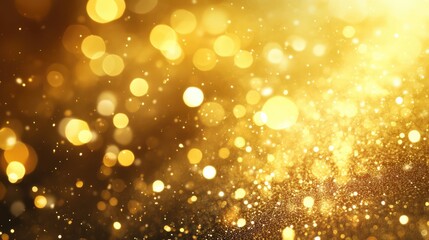 Poster - Golden bokeh abstract texture with luminous particles creating a festive and elegant background for design projects and celebrations