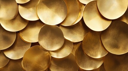 Poster - Elegant textured background featuring overlapping gold discs creating a luxurious and sophisticated aesthetic for design projects.