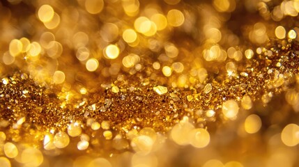 Poster - Elegant gold abstract background featuring shimmering bokeh lights in a defocused arrangement creating a luxurious visual effect.