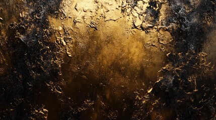 Poster - Textured gold polished metal surface with abstract patterns and rich colors suitable for backgrounds and artistic design.