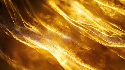 Poster - Abstract golden light waves creating a mesmerizing background with luminous textures and shimmering effects for use in design and aesthetics.
