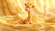 © ABIDZAR ALFAREZ - Cute cartoon giraffe figurine on yellow fabric.