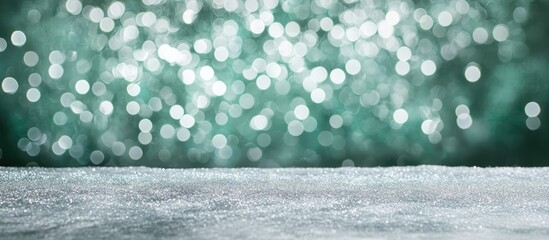 Poster - Illuminated bokeh effect with green and silver hues creating a captivating and dreamy backdrop for creative projects and presentations