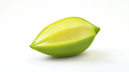 Poster - Ripe star fruit carambola isolated on a clean white background showcasing its distinct shape and vibrant green color.