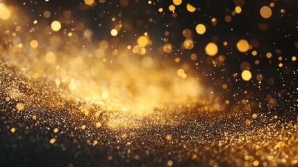 Poster - Gold glitter texture background shimmering with sparkling bokeh effect ideal for festive decorations invitation cards and seasonal wallpaper design