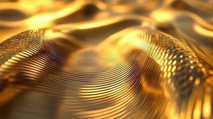 Poster - Intricate gold wave texture reflecting light creating a luxurious and elegant background suitable for design and branding projects.