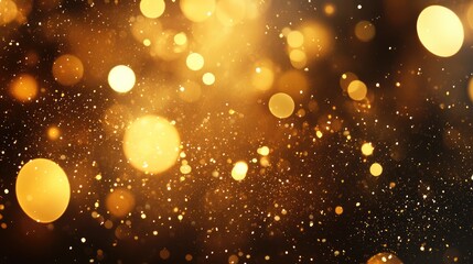 Poster - Golden sparkling lights and glittering bokeh effect creating a festive atmosphere for Christmas and holiday celebrations