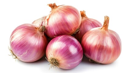 Aufkleber - fresh red onions stacked together on a white background showcasing their vibrant color and healthy appearance