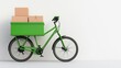 © Kin no Hikari - Green cargo bike with boxes, white isolated background.