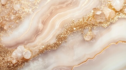 Poster - Elegant gold and beige marbled stone texture with sparkling elements for sophisticated design backgrounds