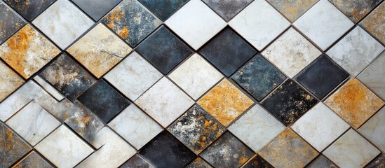 Poster - Glossy glazed tile background featuring unique patterns and textures ideal for contemporary interior design applications