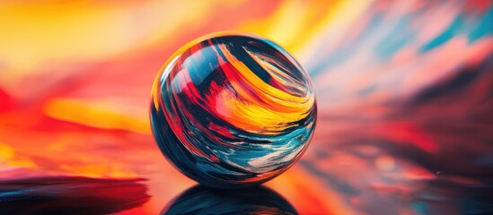 Poster - vibrant glass ball art showcasing an abstract colorful background with reflective textures and dynam
