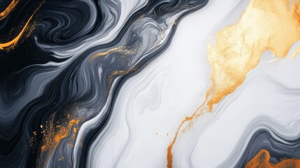 Poster - Elegant gold and white swirled marble texture with dark gray background ideal for luxury product design and creative applications