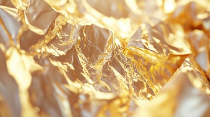 Poster - Textured gold foil background with soft lighting for elegant design projects and luxurious surface applications.