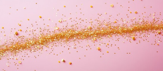 Poster - Golden glitter on a soft pink pastel background ideal for festive projects and creative designs