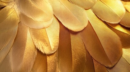 Poster - Golden Feather Texture Close-Up Macro Image for Elegant Background or Design Elements