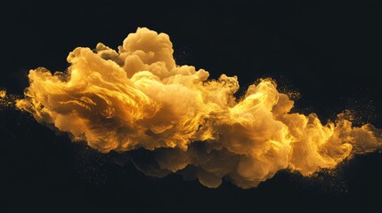 Poster - golden cloud formation radiating warm hues against a dark background creating a dramatic and artisti
