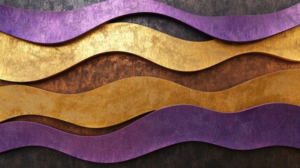 Poster - Gradient wave texture in gold bronze and violet colors on a dark background for elegant abstract design and artistic applications