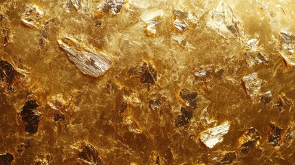 Poster - Elegant golden satin texture with shimmering reflections and intricate patterns for luxurious background or design concepts.