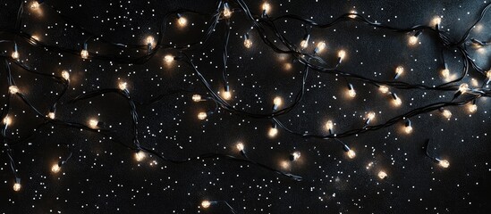 Poster - Festive glowing string lights interspersed with twinkling stars creating a dreamy atmosphere ideal for celebratory designs and projects