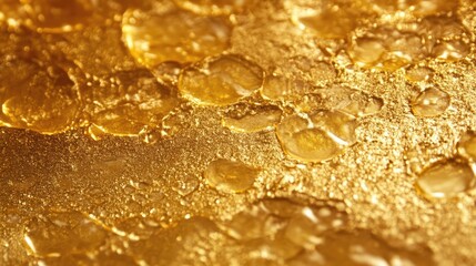 Poster - Gold textured abstract background with bubbles featuring bokeh elements for luxurious and elegant design applications