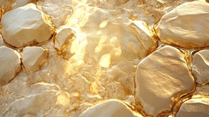  - Nature-inspired golden stone background with shimmering textures and warm beige tones ideal for design and artistic projects.