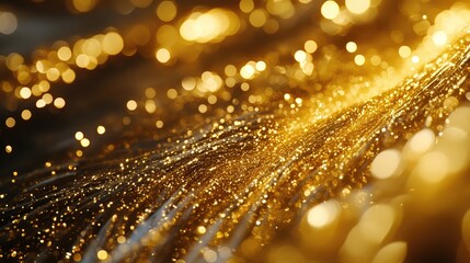Poster - Golden abstract bokeh background texture ideal for elegant card designs or luxurious wallpaper settings showcasing shimmering light effects