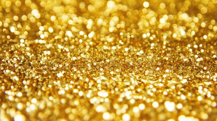 Poster - Golden glittering particles background with sparkling light bokeh for festive themes and celebrations in elegant design.