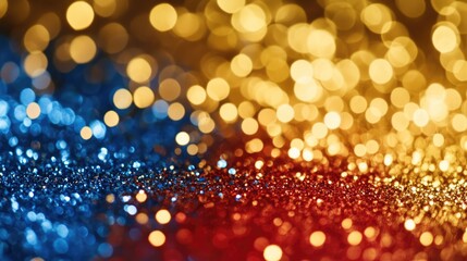 Poster - Elegant Gold Blue and Red Bokeh Abstract Background for Festive and Celebratory Themes