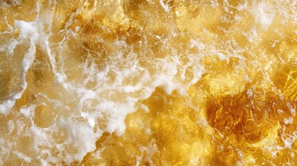 Poster - Golden ocean water texture with crystal clear waves on a tropical beach creating a stunning natural background for design projects