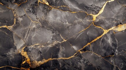 Poster - elegant black marble texture with golden veins for luxury background design in contemporary decor an