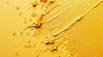 Poster - Gold acrylic paint splash texture on vibrant background creating an artistic abstract design suitable for creative projects and backgrounds.