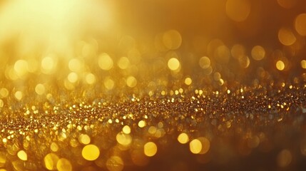 Poster - Golden bokeh glitter abstract background with defocused sparkles and light particles ideal for festive and celebratory design projects