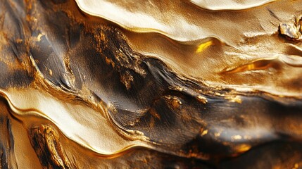 Poster - Luxurious gold satin texture with flowing waves and a rich, detailed surface for elegant design backgrounds or fashion concepts
