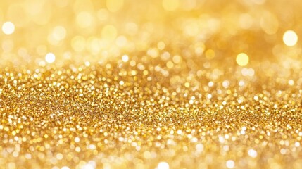 Poster - glittering gold particles background with sparkling bokeh effect perfect for festive themes and eleg