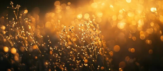 Poster - Golden bokeh texture with sparkling light reflections creating a warm and elegant background for various creative projects