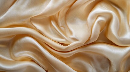 Poster - Elegant golden silk satin texture abstract background with soft flowing waves and smooth sheen perfect for luxury design and fashion concepts