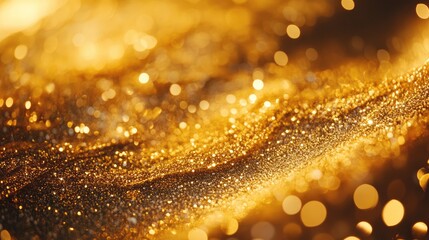 Poster - Golden glitter texture background with sparkling effects ideal for holiday wallpapers, greeting cards, and decorative design elements.