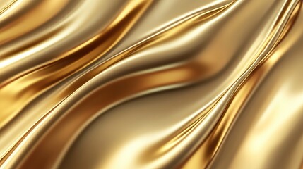 Poster - Lustrous gold foil texture with smooth undulating waves creating a luxurious background for design and branding applications