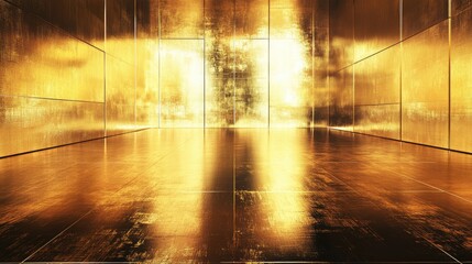 Poster - Elegant gold foil texture with reflective surfaces creating a luxurious and radiant wall background for design and advertising applications.